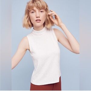 Anthropologie Postmark Cream Geo Print Mock Neck Tank